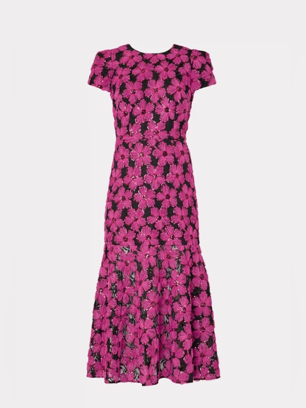Milly Tahlia Tulle Mesh Embroidery Midi Dress, size 6